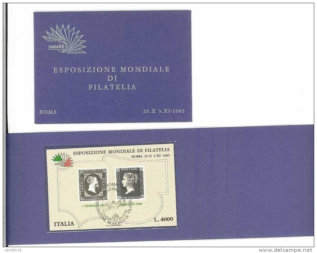 ITA-REP-1985-FOGLIETTO POSTA ORDINARIA-ESPOSIZIONE MONDIALE DI FILATELIA-ROMA 25.10.1985- - Markenheftchen