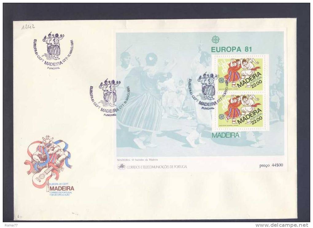 VER1242 - PORTOGALLO MADEIRA , Europa 1981 : Il BF N. 2 Su FDC. - Madeira