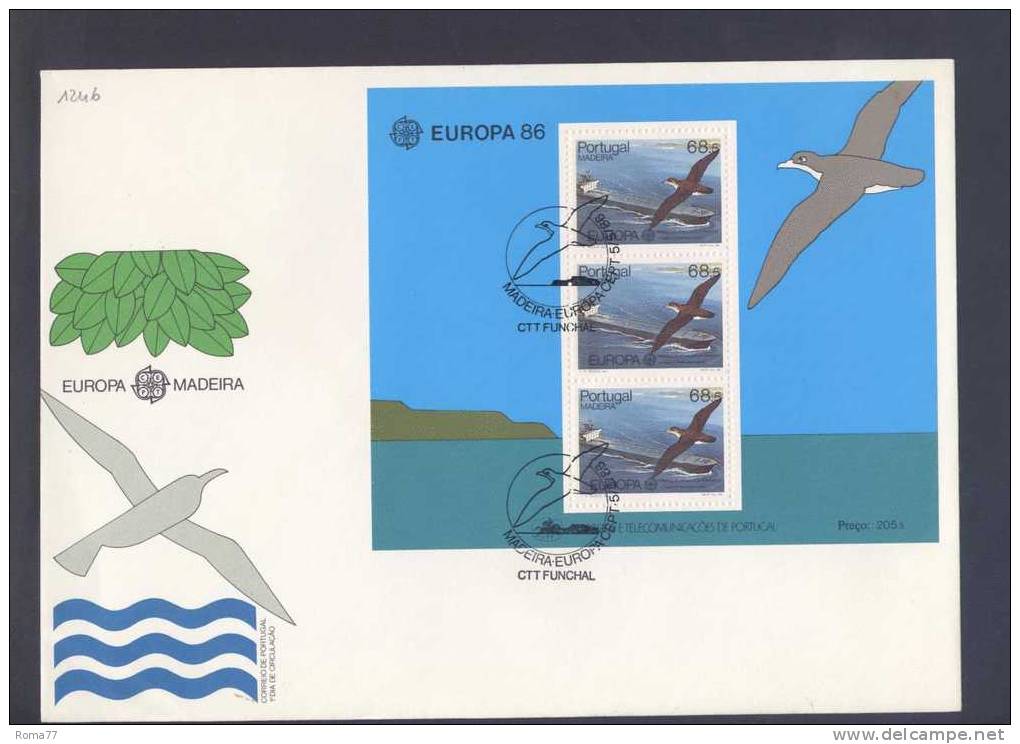 VER1246 - PORTOGALLO MADEIRA , Europa 1986 : Il BF N. 7 Su FDC. - Madère