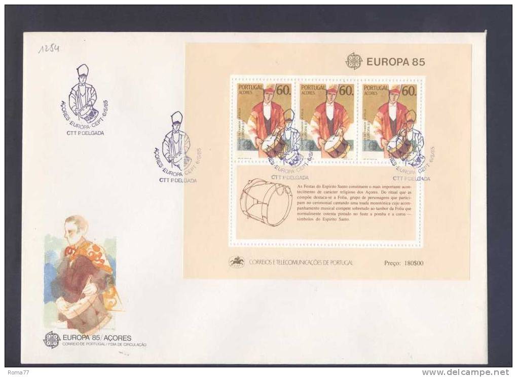 VER1254 - PORTOGALLO ACORES  : Europa 1985 BF N. 6 Su FDC. - 1985