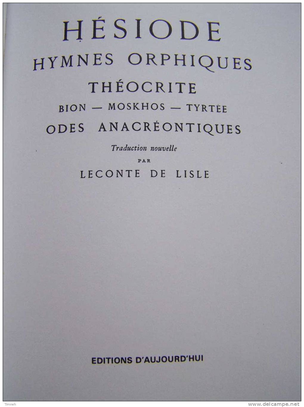 POEMES GRECS - LECONTE DE LISLE - 1980 EDITIONS D AUJOURD HUI - LES INTROUVABLES - - Auteurs Français