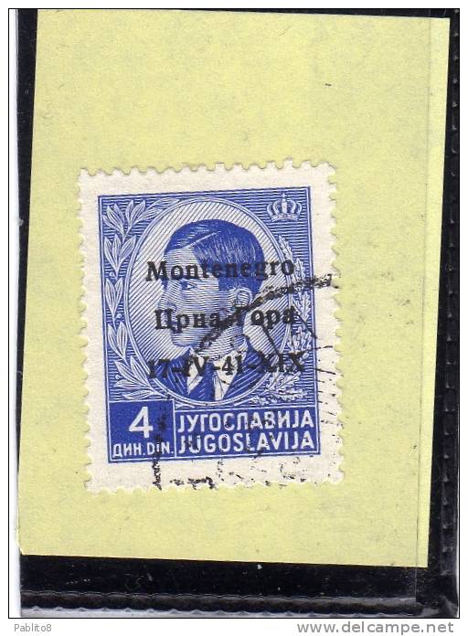 MONTENEGRO 1941 SOPRASTAMPATO DI JUGOSLAVIA YUGOSLAVIA OVERPRINTED 4 D USATO USED OBLITERE' - Montenegro