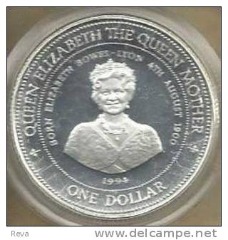 BARBADOS $1 QUEEN MOTHER BACK EMBLEM FRONT 1994 SILVER  PROOF KM57 READ DESCRIPTION CAREFULLY !!! - Barbados