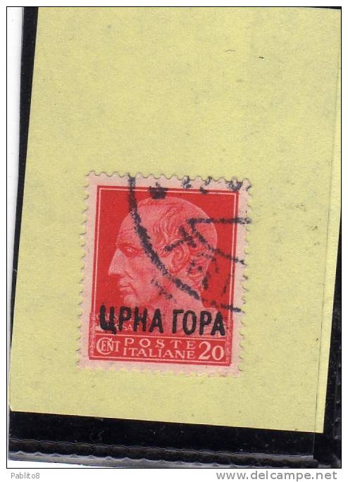 MONTENEGRO 1941 IMPERIALE SOPRASTAMPATO D'ITALIA ITALY OVERPRINTED CENT. 20 C USATO USED OBLITERE' - Montenegro