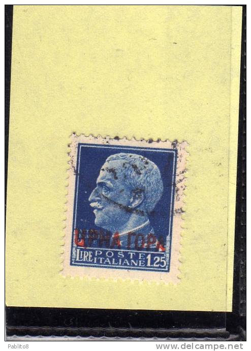 MONTENEGRO 1941 IMPERIALE SOPRASTAMPATO D'ITALIA ITALY OVERPRINTED LIRE 1,25 USATO USED OBLITERE' - Montenegro