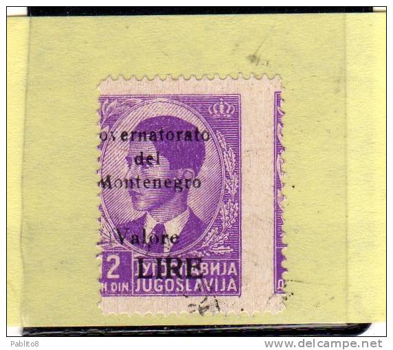 MONTENEGRO 1942 SOPRASTAMPA NERA BLACK OVERPRINTED VALORE LIRE 12 D USATO USED VARIETY VARIETA´ FORTEMENTE DECENTRATO - Montenegro
