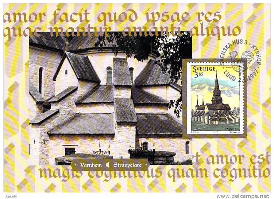 SUEDE Carte MAXIMUM Num.yvert 1962   EGLISES  SUEDOISES ARCHITECTURE - Maximum Cards & Covers