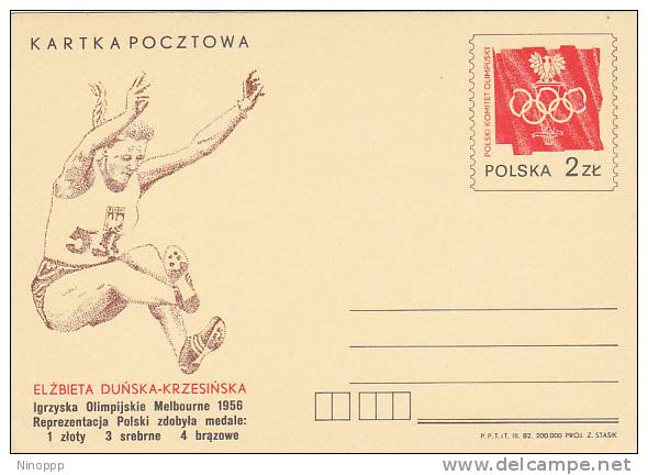 Poland 1956 Melbourne Olympic Games Unused Postal Card - Summer 1956: Melbourne