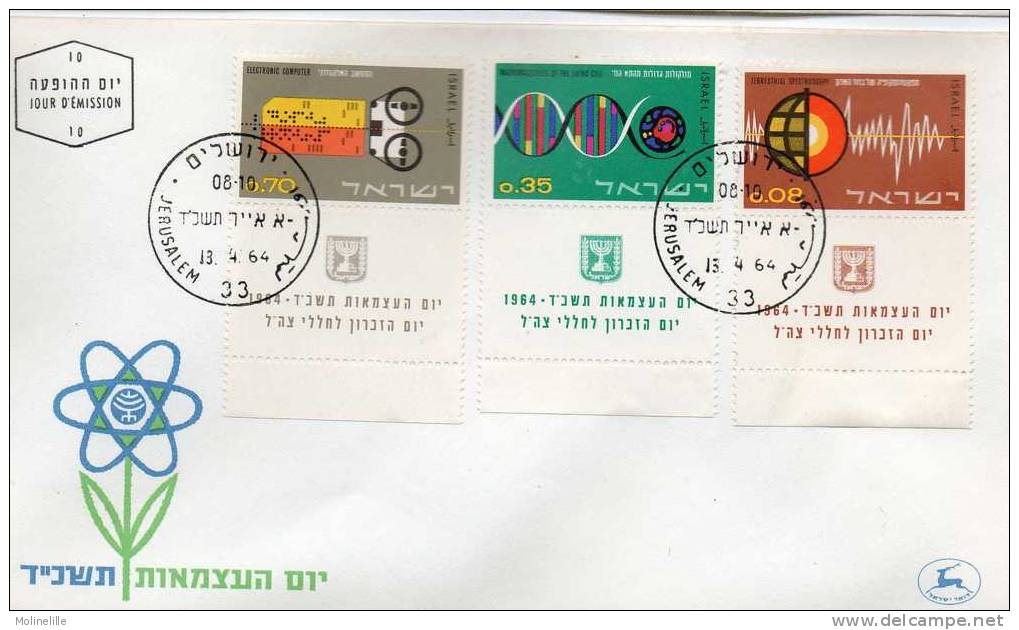 ISRAEL : F.D.C N°251/253  -navec Tab -  SCIENCES - FDC