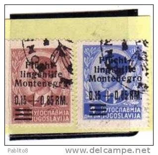 MONTENEGRO 1944 OCCUPAZIONE TEDESCA SOPRASTAMPATI MARCHI TEDESCHI 0,15+0,85 SU 3D - 0,15 + 0,85 SU 4D TIMBRATI - German Occ.: Montenegro