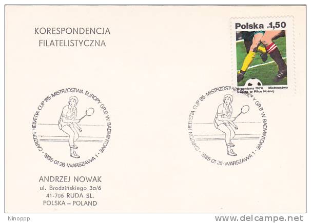 Poland 1985 Sports Badminton Souvenir Cover - Badminton