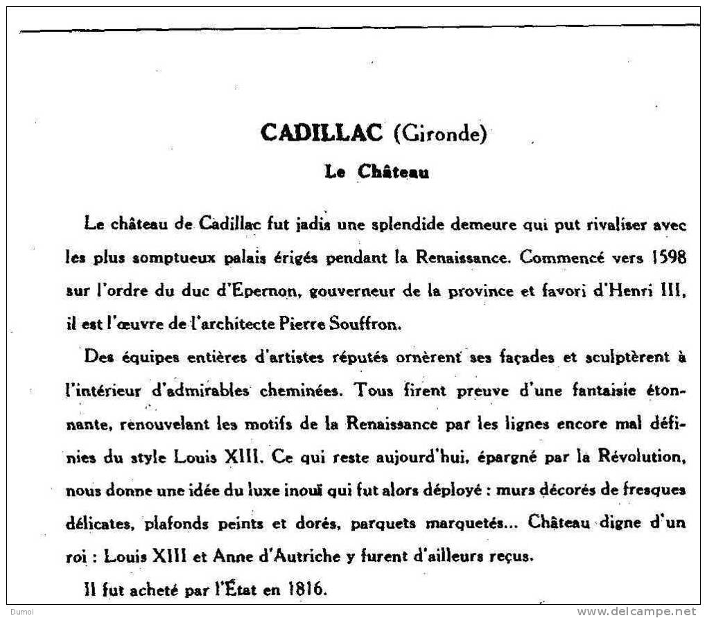 CADILLAC   -   Le CHATEAU - Cadillac