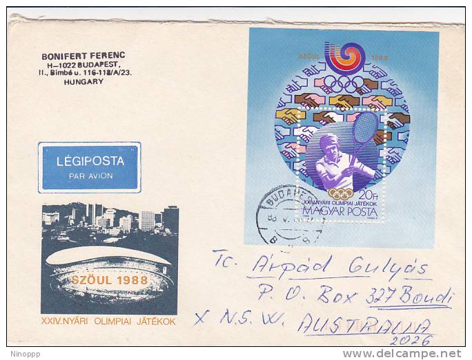 Poland 1988 Seoul Olympic Games , Tennis  Souvenir Sheet On Cover - Tennis