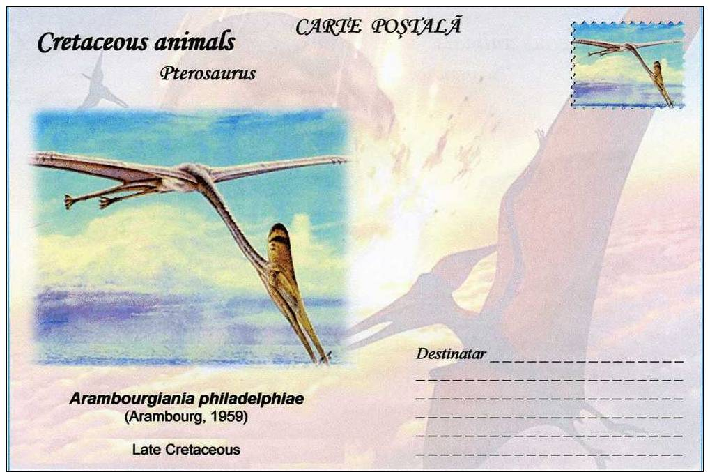 Carte Postale, Romania, 2011, Animaux Prehistoriques, Cretaceous Pterosaurus, Arambourgiania - Prehistorisch