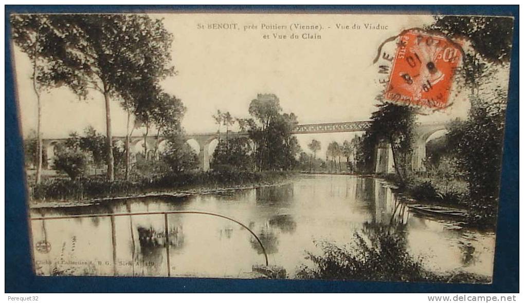 ST BENOIT,prés De POITIERS.Vue Du Viaduc Et Vue Du Clain.Cpa,voyagé,be - Saint Benoit