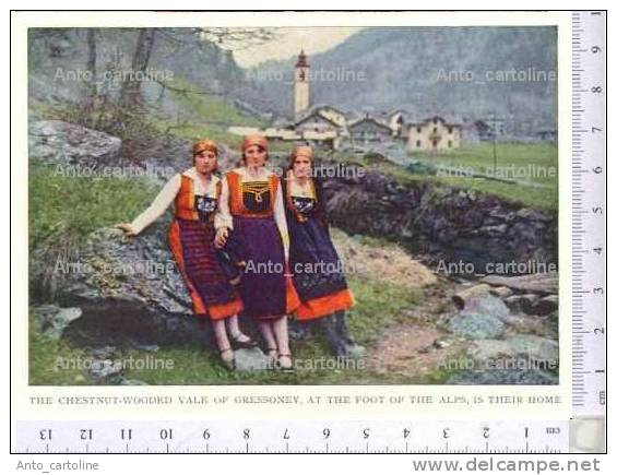 GRESSONEY AOSTA 1928 - TRE RAGAZZE IN COSTUME TIPICO - Non Classés