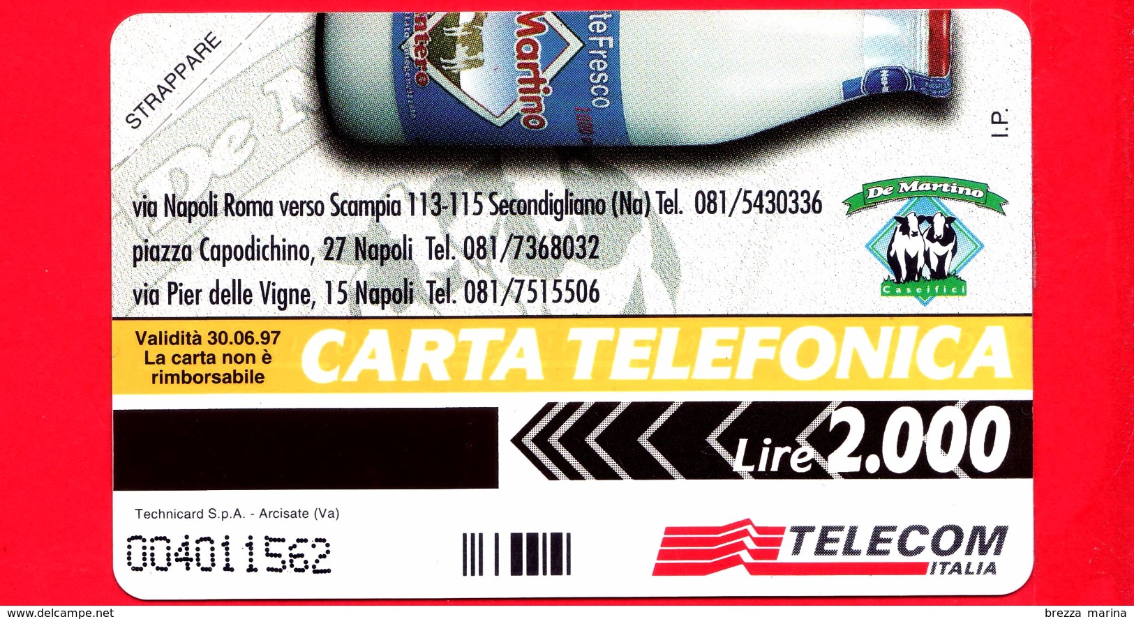 Nuova - MNH - ITALIA - Scheda Telefonica - Telecom - PRIVATE - PRP 260 - De Martino - Bontà Quotidiana Dal 1986 - Private-Omaggi