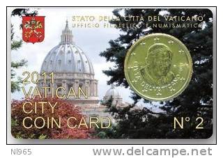 BENEDETTO XVI ANNO 2011  VATICANO  COIN CARD Da 50 Centesimi FIOR DI CONIO   ( UNC ) - Vatican