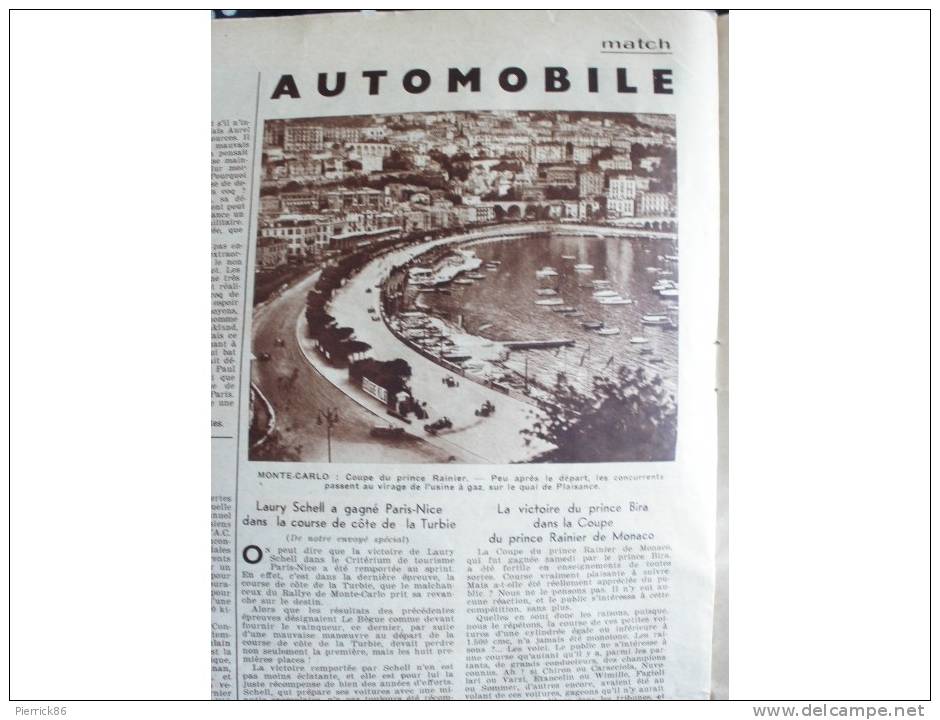 1936 PARIS - ROUBAIX / US METRO / LUTTE / AUTOMOBILE MONTE CARLO