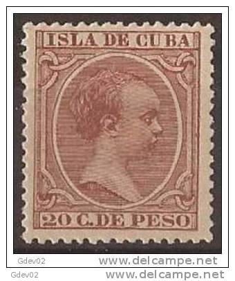 CU139-LB395.España   Spain.Espagne.CUBA  ESPAÑOLA.ALFONSO XIII 1894 (Ed 139*) .con Charnela.centrado De Lujo - Kuba (1874-1898)