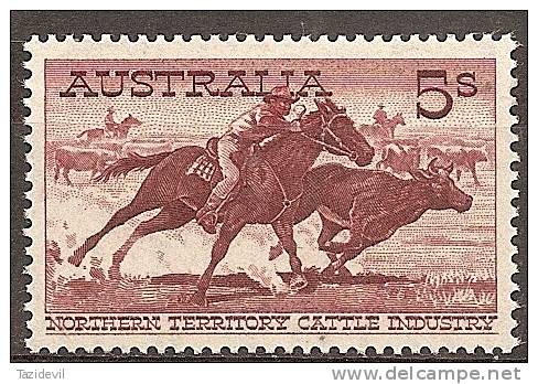 AUSTRALIA - 1959 5/- Cattle. Scott 331. Mint Hinged * - Ungebraucht