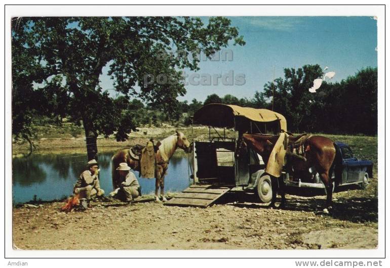 COWBOYS At NOONDAY CAMP - HORSE TRAILER  - 1959 Postcard NM - New Mexico - Autres & Non Classés