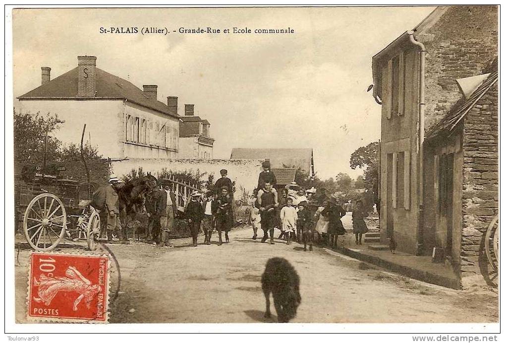 SAINT PALAIS - ALLIER - GRANDE RUE ET ECOLE COMMUNALE - TOP ANIMATION - Autres & Non Classés