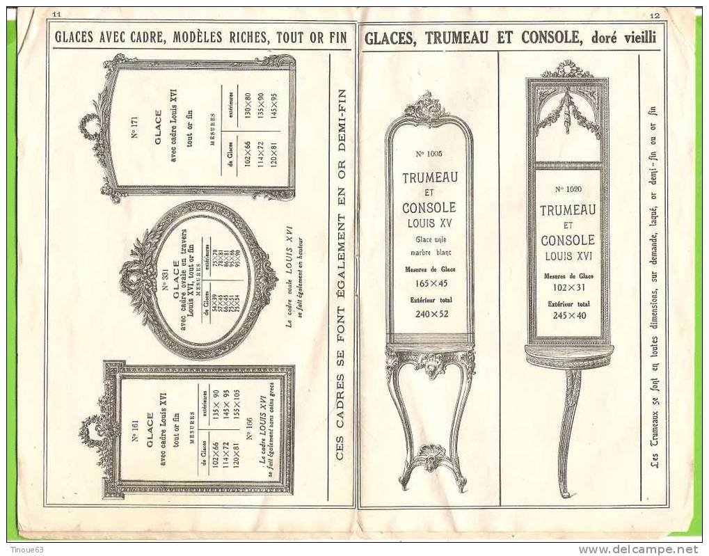 Catalogue Tarifs - Maison A. PIFFOUX à Paris - Fabrique De Cadres - Glaces - Miroiterie En Gros - Biseautage - Home Decoration