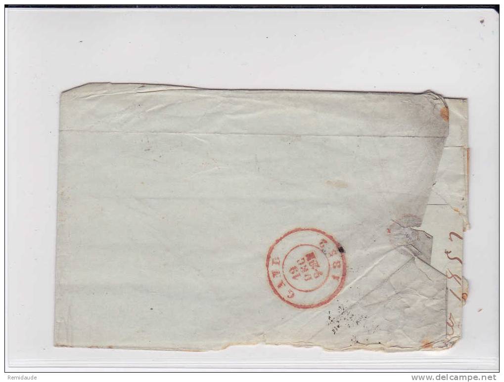 BELGIQUE - 1852 -  YVERT N°6 X2 Sur LETTRE De ANVERS Pour GAND - 1851-1857 Médaillons (6/8)