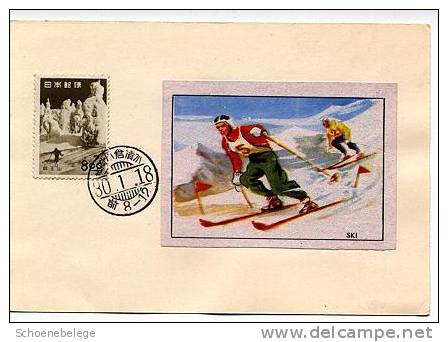 A880) Japan Maximumkarte Skisport 18.1.1955 - Briefe U. Dokumente