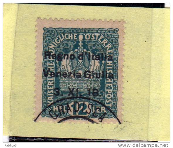 TRENTINO ALTO ADIGE 1918 SOPRASTAMPATO SURCHARGED 12 H USATO USED OBLITERE´ - Trento