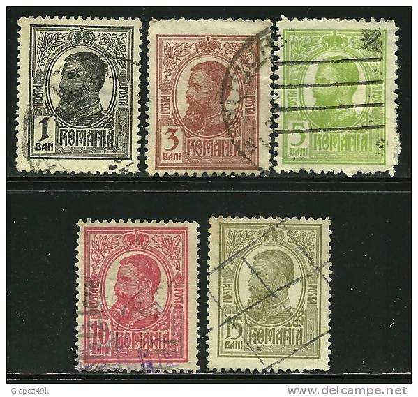 ● ROMANIA 1909 / 14 - CARLO 1° - N. 215 . . .  Usati - Ovale Bianco - Cat. ? € - Lotto N. 1707 - Gebraucht