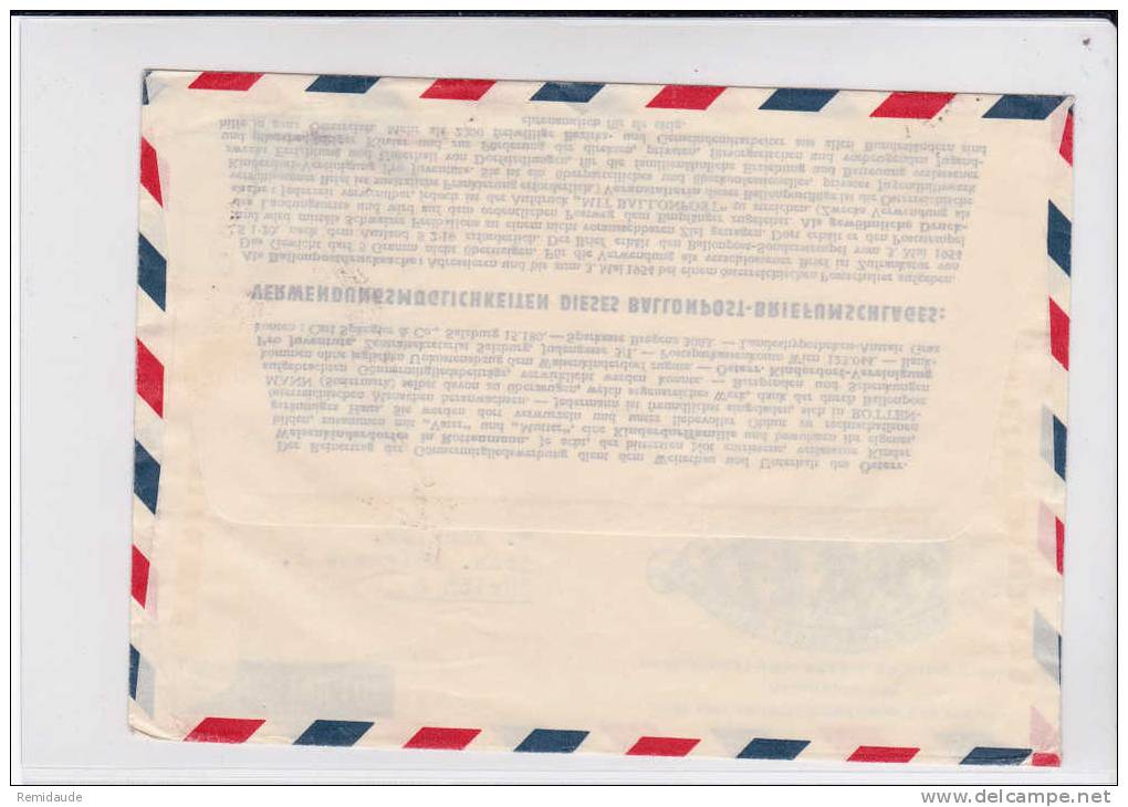 AUTRICHE - 1954 - ENVELOPPE-LETTRE ENTIER (GANZSACHEN) Par BALLON De SALZBURG Pour ZÜRICH (SUISSE) - Per Palloni