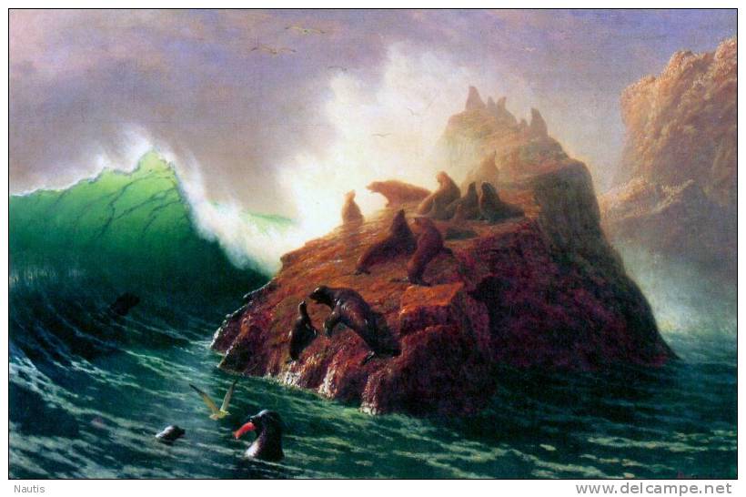 Art Print Reproduction On Original Painting Canvas, New Picture, Bierstadt, Seal Rock, California - Prints & Engravings