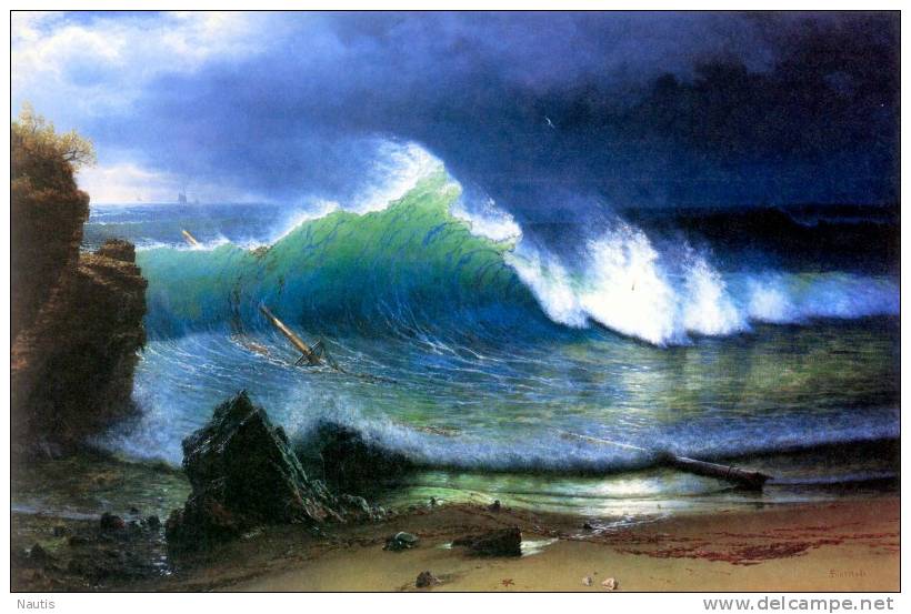 Art Print Reproduction On Original Painting Canvas, New Picture, Bierstadt, Coast Of  Turquoise Sea - Prints & Engravings