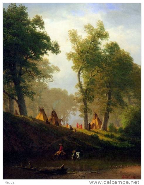 Art Print Reproduction On Original Painting Canvas, New Picture, Bierstadt, Wolf River, Kansas - Prints & Engravings