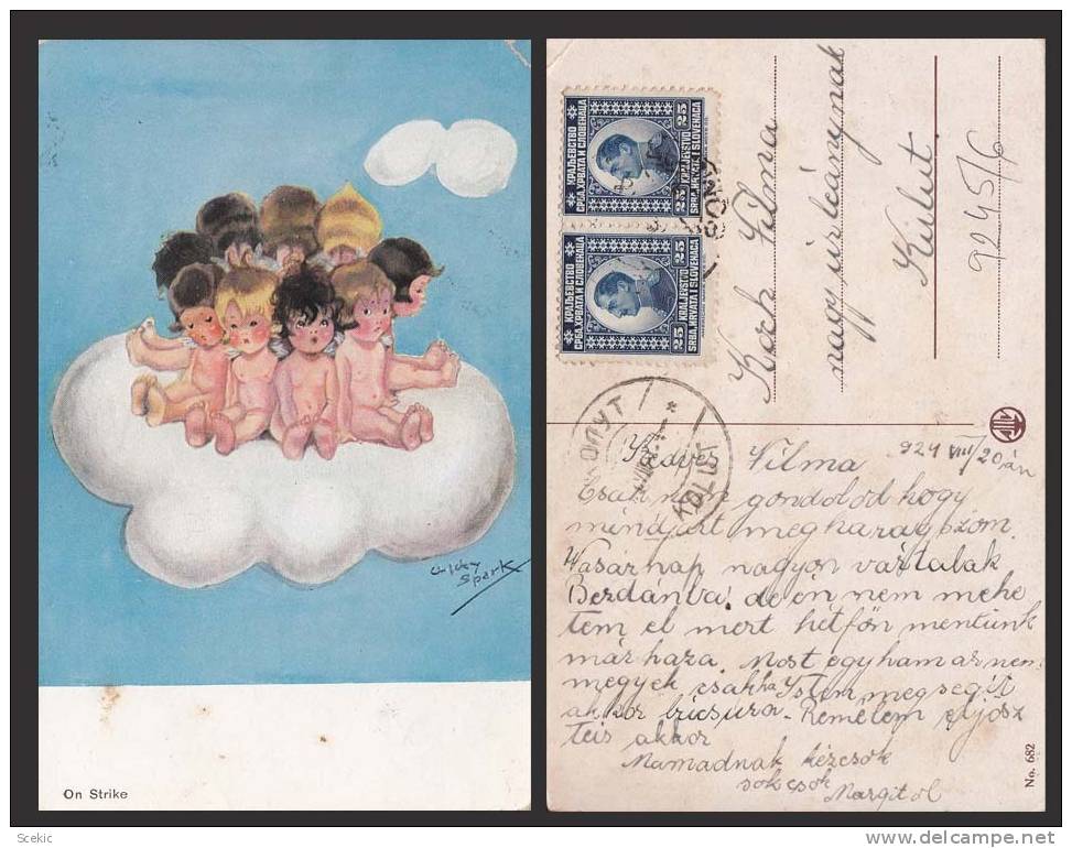 CHILDREN CLOUD SPARK CHICKY SIGNED OLD POSTCARD - D9334 - Spark, Chicky