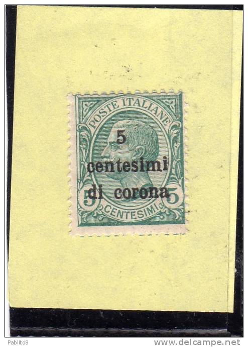 TRENTO E TRIESTE 1919 SOPRASTAMPATO D'ITALIA ITALY OVERPRINTED CENT. 5 C SU 5C MNH - Trento & Trieste