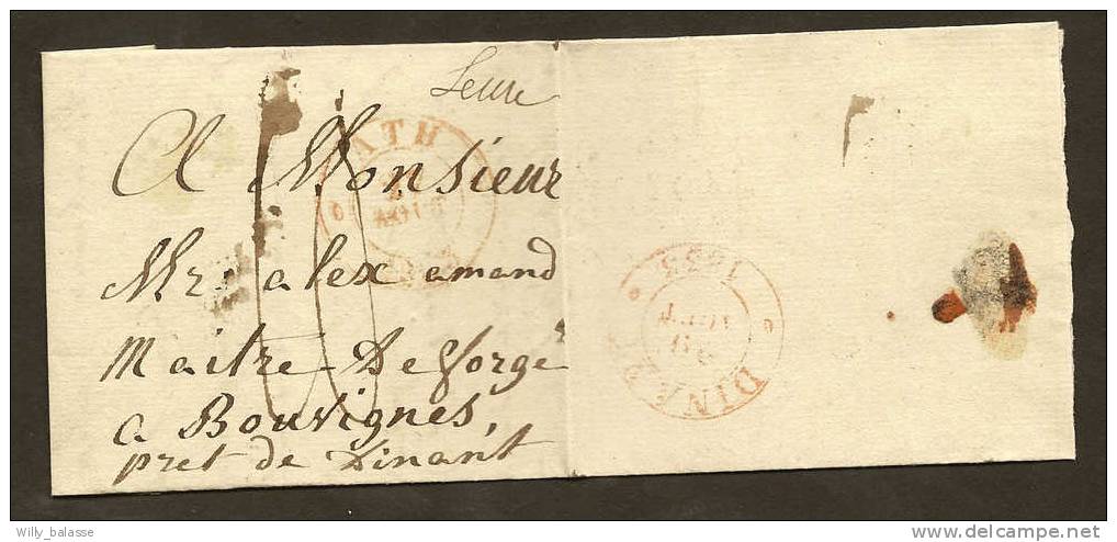 Belgique Précurs 1833 Lettre Càd ATH + Manuscrit " Leuze " Pour Dinant - 1830-1849 (Unabhängiges Belgien)