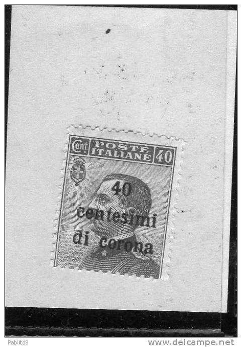 TRENTO E TRIESTE 1919 SOPRASTAMPATO D´ITALIA ITALY OVERPRINTED CENT. 40 C SU 40C MNH - Trento & Trieste