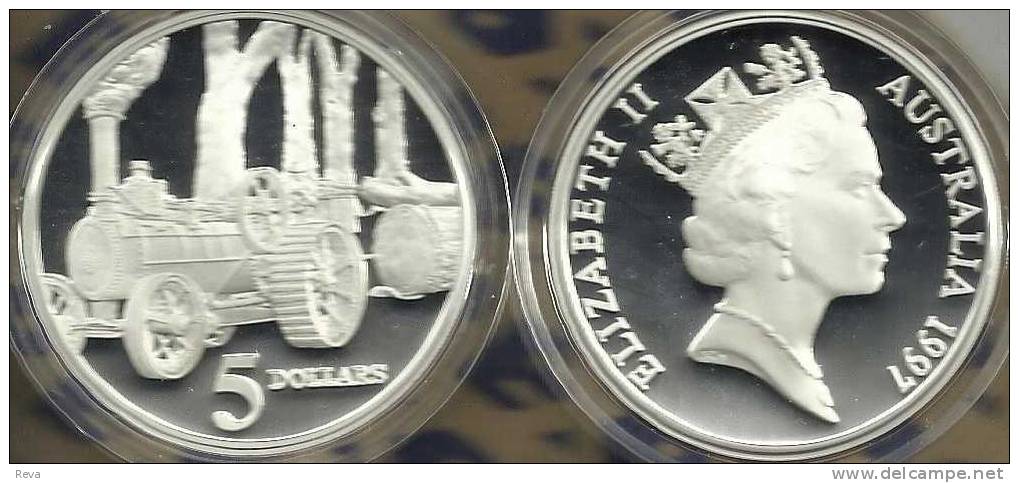 AUSTRALIA $5 STEAM ENGINE MASTERPIECES IN SILVER 1997 PROOF READ DESCRIPTION CAREFULLY!! - Otros & Sin Clasificación