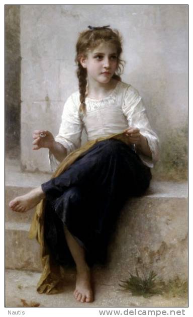 Art Print Reproduction On Original Painting Canvas, New Picture, Bouguereau, Sewing - Prints & Engravings