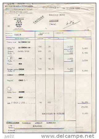 Facture Ets Cotelle & Foucher Issy Les Moulineaux 17-06-1959 - Produits Chimiques La Croix Mir Crio Bref Rex Javel Savon - Drogerie & Parfümerie