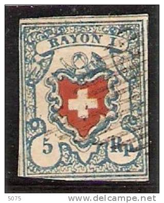 1851 Rayon I Bleu Obl - 1843-1852 Poste Federali E Cantonali