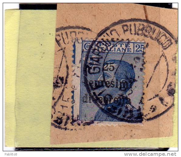 TRENTO E TRIESTE 1919 SOPRASTAMPATO D´ITALIA ITALY OVERPRINTED CENT. 25 C SU 25C USATO SU FRAMMENTO USED PAPER OBLITERE' - Trentin & Trieste