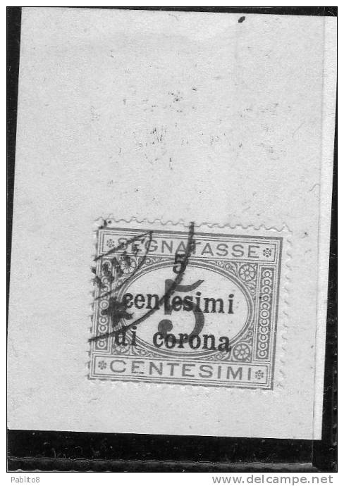 TRENTO E TRIESTE 1919 SEGNATASSE POSTAGE DUE TASSE TAXES CENT. 5 C SU 5C USATO USED OBLITERE´ - Trento & Trieste