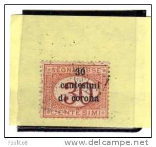 TRENTO E TRIESTE 1919 SEGNATASSE POSTAGE DUE TASSE TAXES CENT. 30 C SU 30C USATO USED OBLITERE' - Trento & Trieste