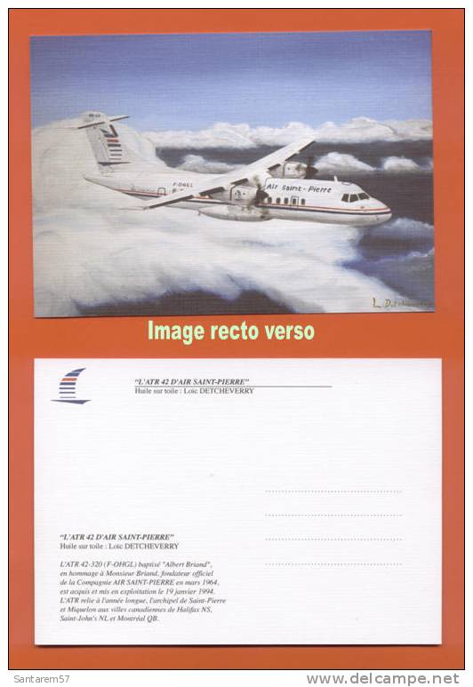 Carte Postale Postcard ATR 42 Air Saint Pierre Huile Sur Toile Loïc DETCHEVERRY SAINT PIERRE ET MIQUELON - Saint-Pierre Und Miquelon