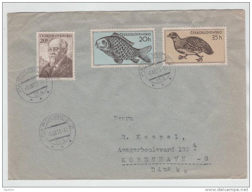 Czechoslovakia Cover Sent To Denmark Pardubice 1-12-1955 - Covers & Documents