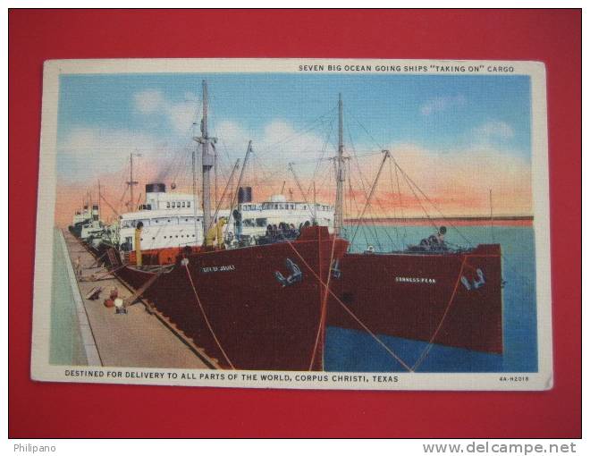 Seven Big Ships Taking On Cargo Corpus Christi Tx   1949 Cancel -----==ref 180 - Corpus Christi